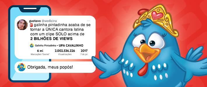 Galinha Pintadinha é a primeira cantora latina a ultrapassar a marca de 2 bilhões de views no YouTube