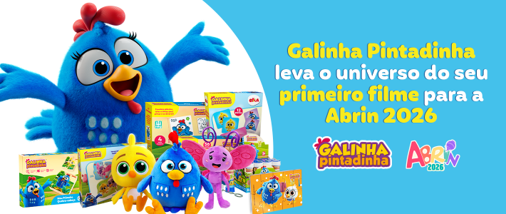 Galinha Pintadinha chega à Abrin 2026 em ano histórico e leva o universo do seu primeiro filme longa-metragem ao mercado de brinquedos